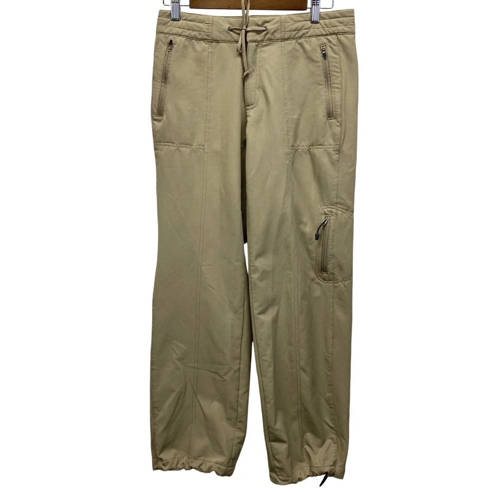 Nike ACG‎ Softshell Cargo Pants Womens 4 Tan Fleece Lined Hiking Utility Bungee